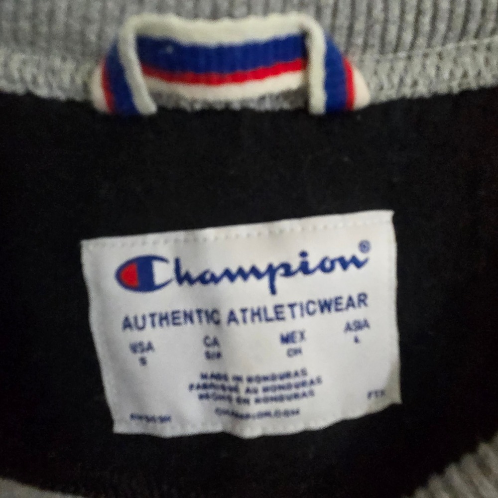Champion Crewneck Sweatshirt Men's Small Gray Blue Logo Pullover 90s Style Retro - Picture 3 of 8